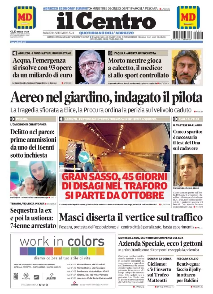 Prima-pagina-il centro-oggi-edizione-del-2024-09-14